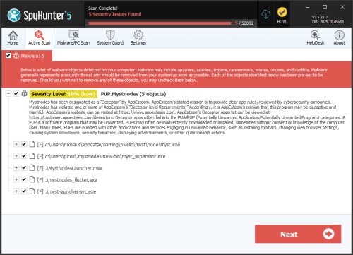 PUP.Mystnodes screenshot