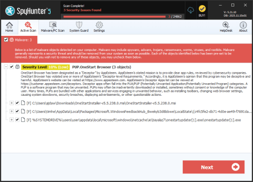 PUP.OneStart Browser screenshot