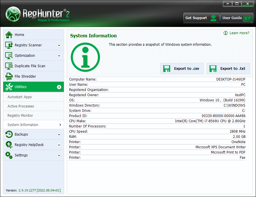 Reghunter RegHunter - Increase Privacy Protection and Help Optimize Your System